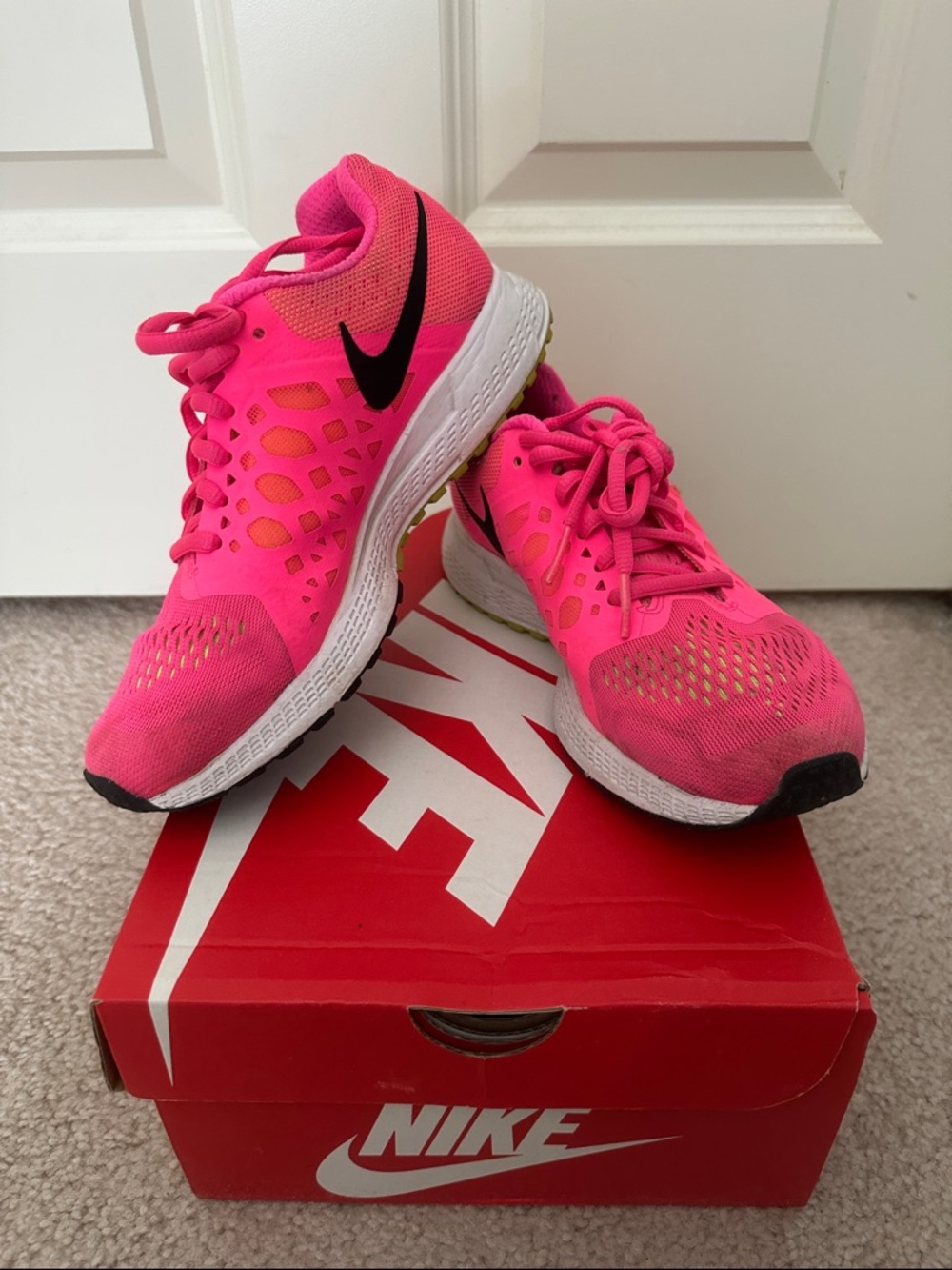Nike Women's Running Shoes - Hot Pink with Black Swoosh